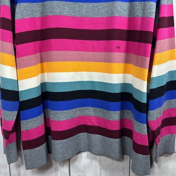 Lane Bryant Colorful Stripe Sweater 26/28 NWT Rainbow Preppy Cozy Knit Pullover - Picture 9 of 15